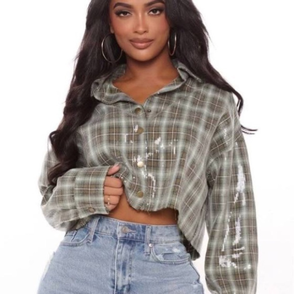 Fashion Nova Green Crop Jacket
